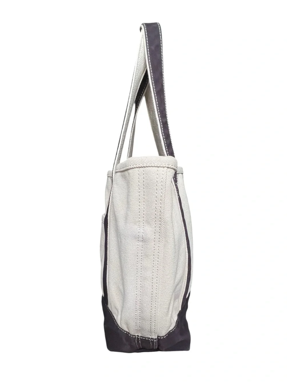 🌻Lands' End Medium Canvas Tote Bag Natural Navy Blue 5 Pocket Open Top Carryall